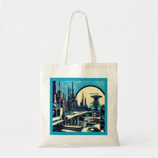 SF Futuristische City Woodcut 3 Tote Bag