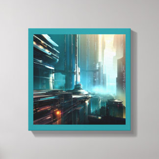 SF Futuristische Stad 3 Canvas Afdruk