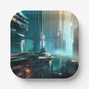 SF Futuristische Stad 3 Papieren Bordje