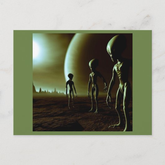 SF Grijze Aliens 1 Briefkaart (Voorkant)