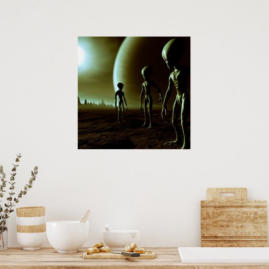 SF Grijze Aliens 1 Poster (Keuken)