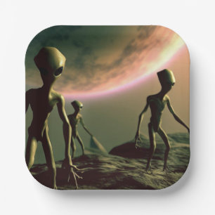 SF Grijze Aliens 2 Papieren Bordje