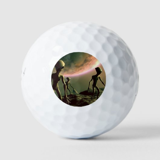 SF Grijze Aliens op Alien Planet (2) Golfballen (Voorkant)