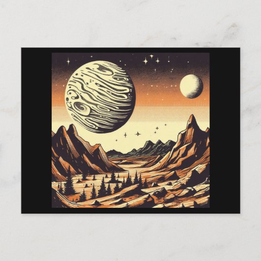 SF Mars Landschap Houtsnede 1 Briefkaart (Voorkant)
