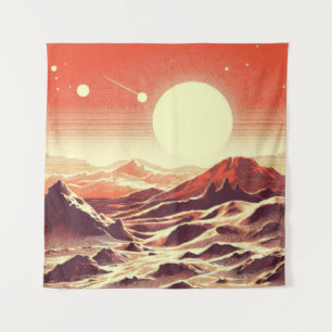 SF Mars Landschap Houtsnede 2 Wandkleed