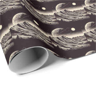 SF Mars Landschap Houtsnede 3 Cadeaupapier