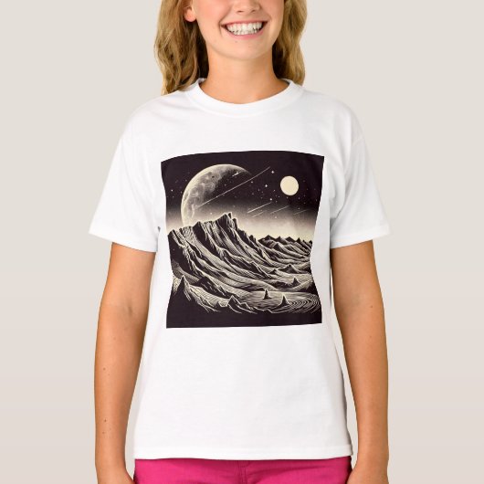 SF Mars Landschap Houtsnede 3 T-shirt (Voorkant)