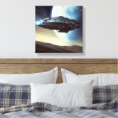 SF Ruimteschip in een baan om de Aarde 2 Canvas Afdruk (Insitu (Slaapkamer))