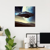 SF Ruimteschip in een baan om de Aarde 2 Poster (Thuiskantoor)