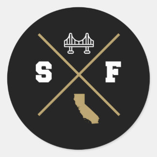 SF San Francisco California - Overzicht Ronde Sticker