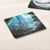 SF - Stad op bosplaneet 2 Vierkante Kartonnen Onderzetter (Schuin)