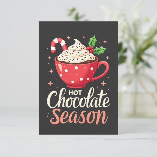 Sfeer van warme chocolade met Kerstliefhebbers Bedankkaart (Staand voorkant)