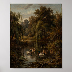 Sfeervol Eenden Vijver Barbizon I Vintage Schilder Poster