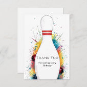 Sfeervol Retro Bowling Verjaardag Bedankkaart (Voorkant / Achterkant)