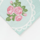 Sfeervol Roze Rozen Teal Groot Fleece Deken (Hoek)