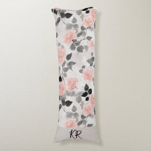 Sfeervol Vintage Bloemige Roze Rozen Monogram Lichaamskussen