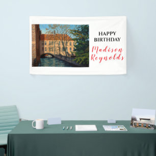 Sfeervolle Brugse Gracht Gezicht Verjaardagsbanner Spandoek