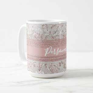 Sfeervolle Elegantie Roze Vintage Kant Persoonlijk Koffiemok