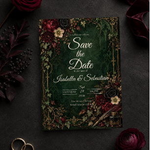 Sfeervolle Gotische Botanische Bruiloft Save The Date