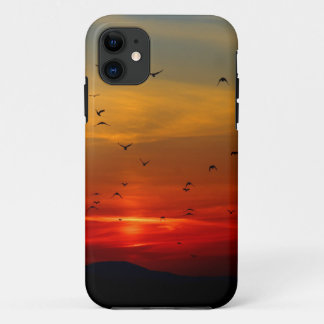 Sfeervolle lucht, zonsondergang, vogels, mooie fot iPhone 11 hoesje