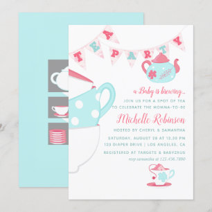 Sfeervolle Meisje Baby Shower Thee Party Uitnodigi Kaart