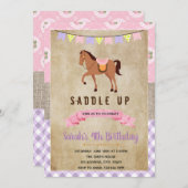 Sfeervolle roze paard feest uitnodiging (Voorkant / Achterkant)