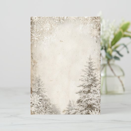 Sfeervolle Winter Boom Uitnodiging Template | Vint (Staand voorkant)