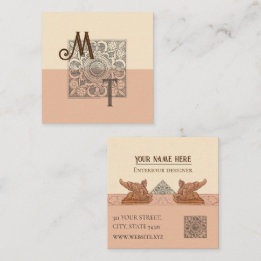 Sfinx renaissance barok beige vierkante visitekaartje