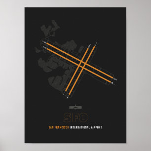 SFO - San Francisco Airport Runway Diagram Art Poster