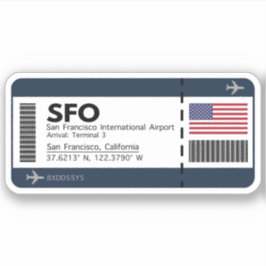 SFO San Francisco Boarding Pass - California Trave Sticker