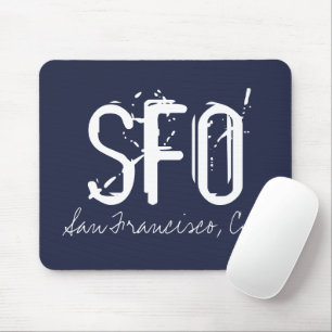 SFO San Francisco Typography Blue Muismat