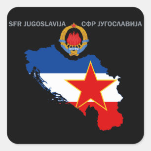SFR Joegoslavië - Kaart - Emblem - Vlaggensticker Vierkante Sticker