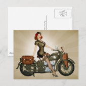 Sgt. Davidson Army Motorcycle Pinup Briefkaart (Voorkant / Achterkant)