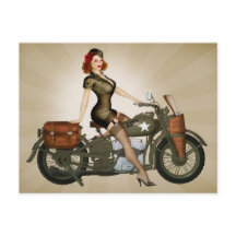 Sgt. Davidson Army Motorcycle Pinup Briefkaart