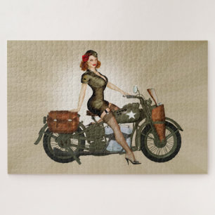Sgt. Davidson Army Motorcycle Pinup Legpuzzel