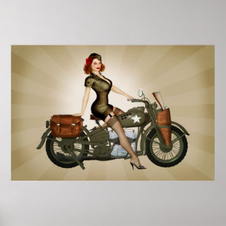Sgt. Davidson Army Motorcycle Pinup Poster