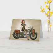 Sgt. het Wenskaart van Pinup van de Motorfiets van Kaart (Gele Bloem)