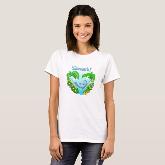 Shaaark in een hammock dames wit T-shirt (Voorkant volledig)