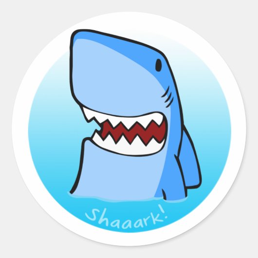 Shaaark in water - ronde sticker (Voorkant)