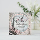 Shab Chic Paris Baby shower Kaart (Staand voorkant)