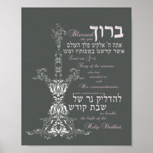 Shabbat Candle Blessing Poster