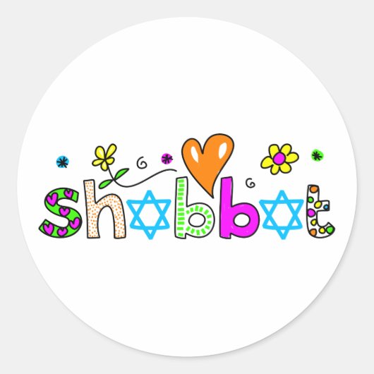 Shabbat Ronde Sticker (Voorkant)