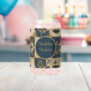 Shabbat Shalom, Aquarelle beige or bleu doré, Rust