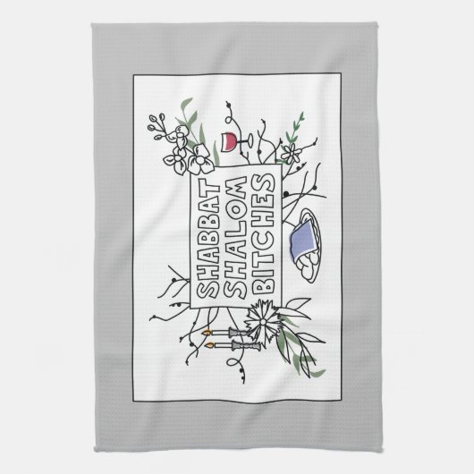 Shabbat Shalom B!$@#s! Challah-Hoesje Theedoek (Verticaal)