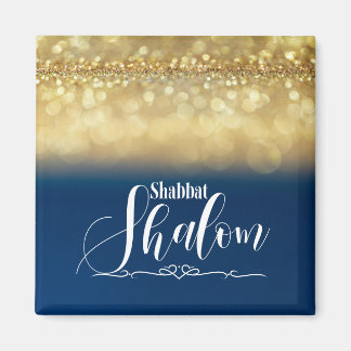 Shabbat Shalom Blue Glitter Sparkle Glam Luxe Magneet