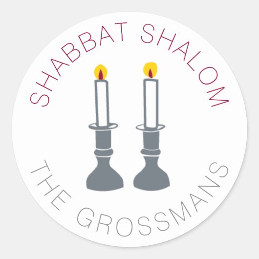 Shabbat Shalom Candles Aangepaste Stickers (Voorkant)
