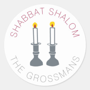 Shabbat Shalom Candles Aangepaste Stickers