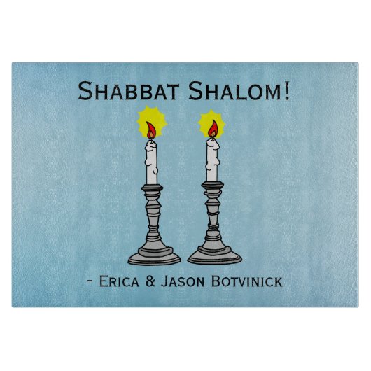Shabbat Shalom Candles Glass Snijplank (Voorkant)