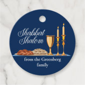 Shabbat Shalom Custom Blue Sabbat Dinner Bedankjes Labels (Voorkant)