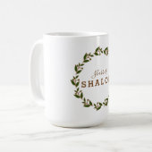 Shabbat Shalom Green Brown Wreath Mug (Devant gauche)